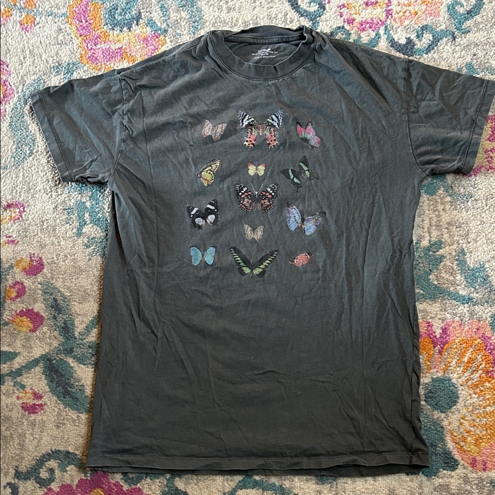 Cotton On Gray Butterfly Graphic Tee